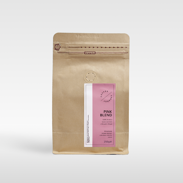 Kawa ziarnista 100 % arabika z Brazylii I Etiopii Pink Blend Coffee Journey